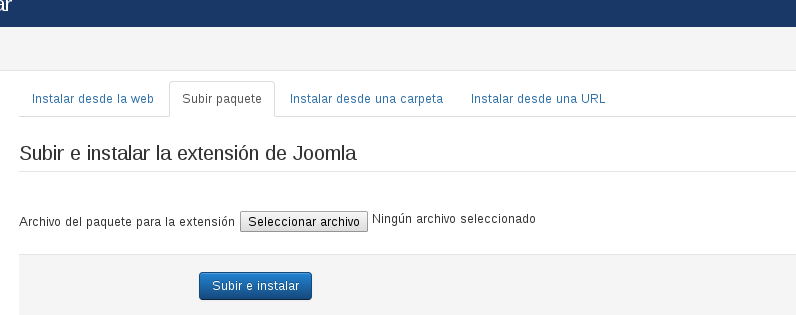 instalar extensiones en Joomla 3