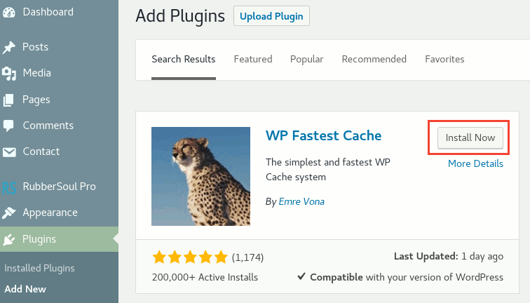 Instalar WP Fastest Cache WP Plugin