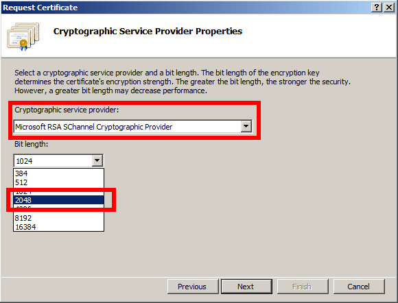Cryptographic Service Provider Properties - IIS - Windows SErver