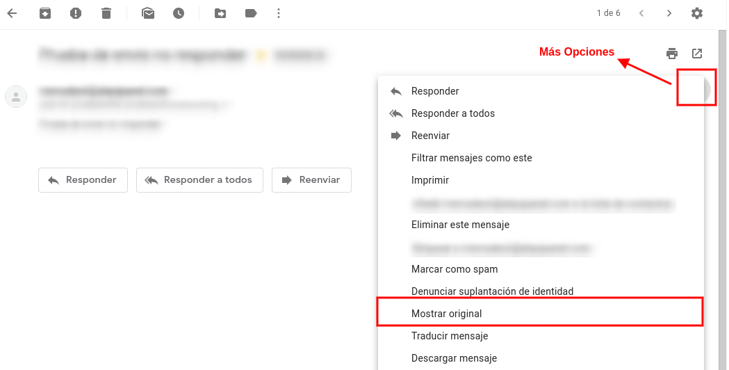 Ver cabeceras de email en Gmail