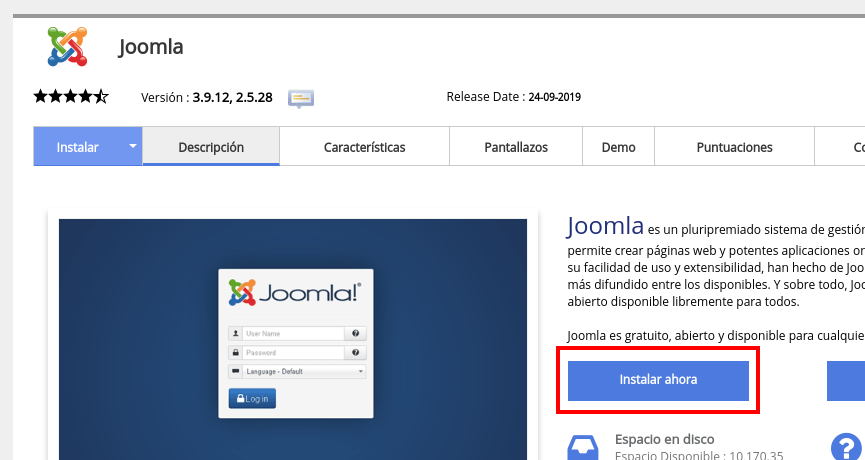 Softaculous instalar Joomla