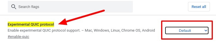 Desactivar QUIC en Chrome