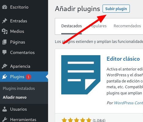 Cómo instalar un plugin en WordPress subiendo el archivo