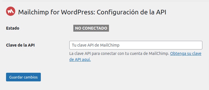 Mailchimp para WordPress: Configuración de API
