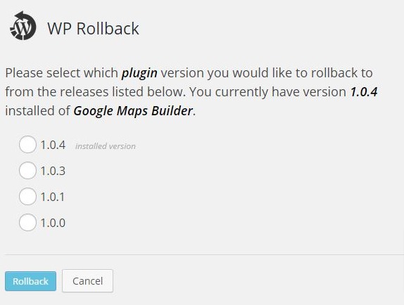 selector de plugin wp-rollback