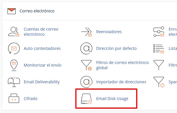 Herramienta Email Disk Usage en cPanel