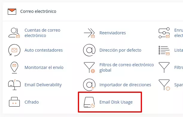 Herramienta Email Disk Usage en cPanel